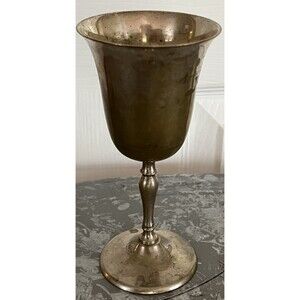Vintage Wine Goblet Silverplate Chalice India EPNS Marking Natural Patina Cup‎